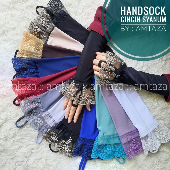 Handsock Renda Cincin Walimah Mewah Cantik Syar'I Syanum Amtaza