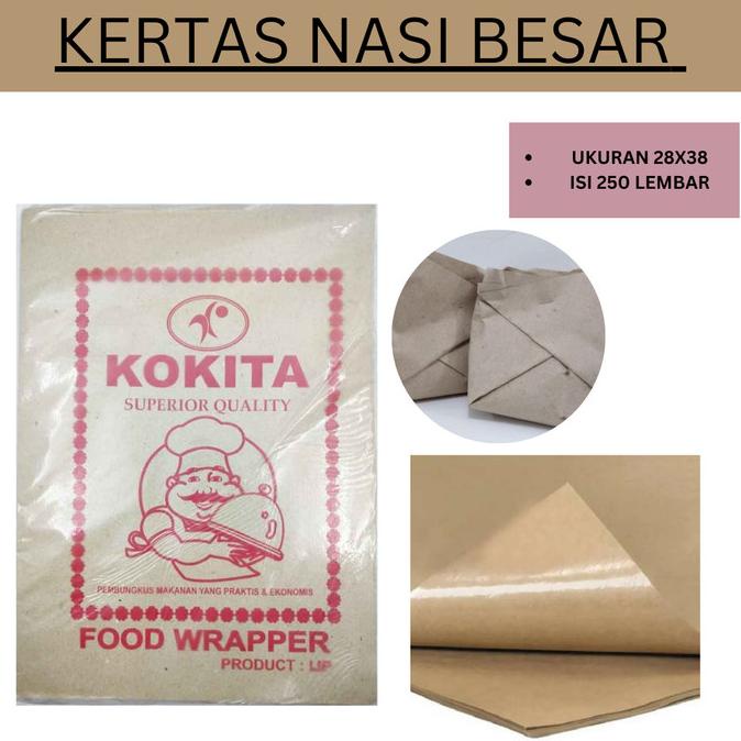 

Kertas Nasi Coklat (isi 250 lbr) - Kertas bungkus nasi