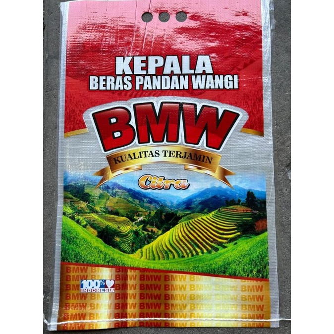 Karung beras laminasi 5kg merek BMW Citra