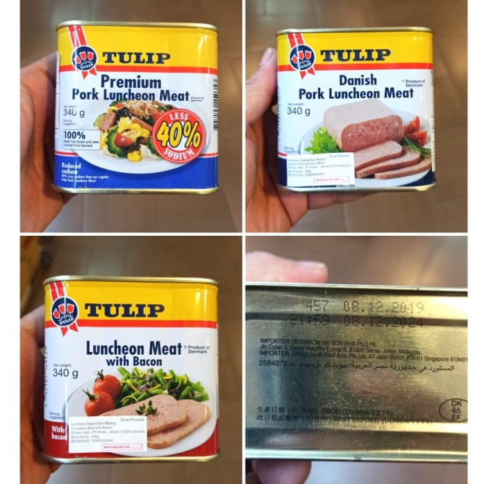 

Tulip Luncheon Meat 340g / Daging Kornet B2 Kaleng / Daging Matang B2