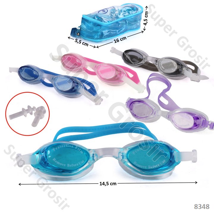 Kacamata Renang + Tutup Telinga Swim Antifog Goggle 2425 Kacamata Renang Anak Set Tutup Telinga