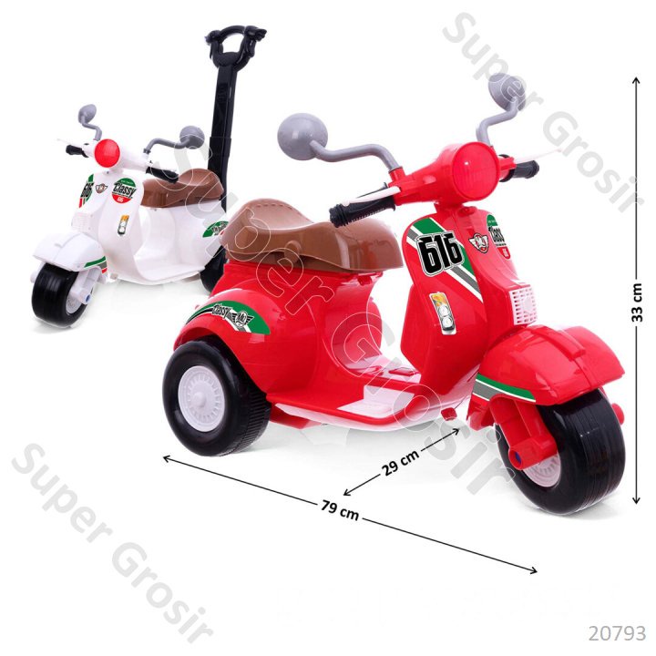 Mainan Anak Mainan Sepeda Dinaiki Vespa Dorong Odong-Odong/dorongan/Tunggangan/ Vespa Musik Lampu+la