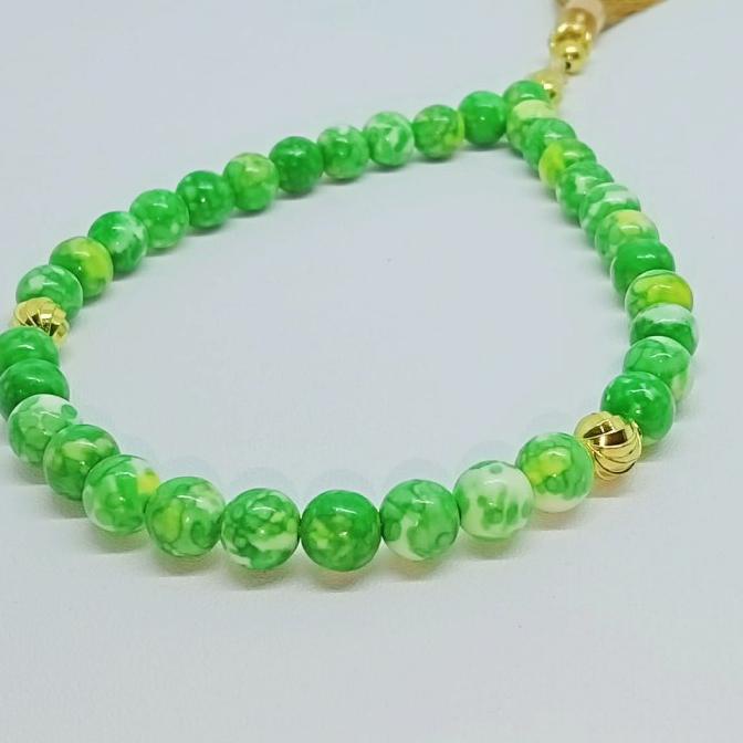 TASBIH BATU NATURAL GREEN PIRUS PERSIA ASLI / 8 MM / 33 BUTIR (Masyallah)