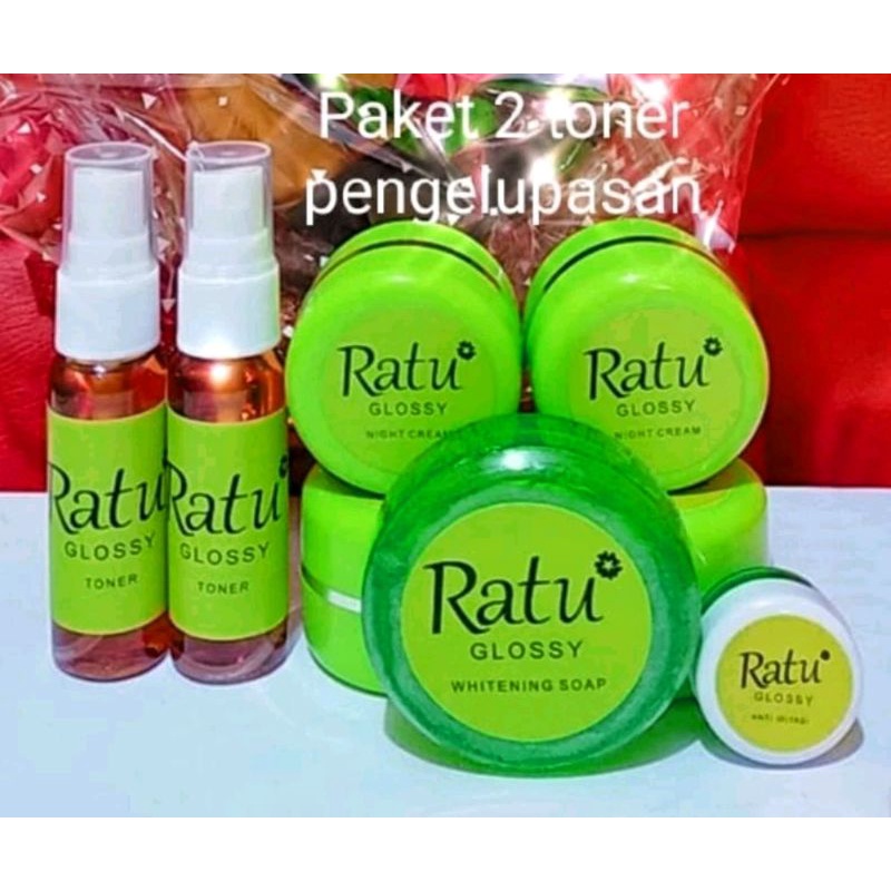 paket glowing ratu glossy luxury pengelupasan 2 toner plus serum original