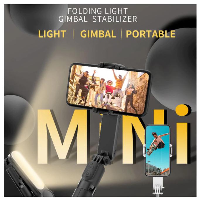 Gimbal Stabilizer HP L09 Selfie Stick Tripod Shooter Lampu Smartphone