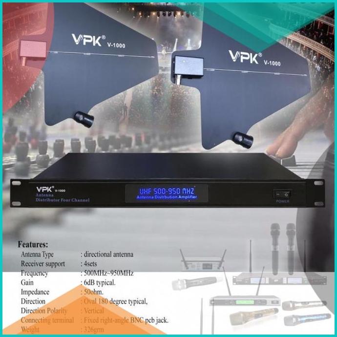 Penguat Signal Mic Wirelesss  Antena mic wireless signal vpk V1000 16n