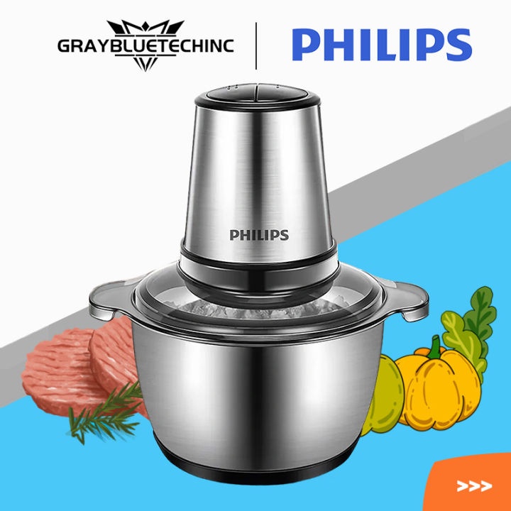 Philips Ggiling Blender Chopper Ggiling Daging Listrik 400Wat Food Chopper 2 Liter Cabai Bawang