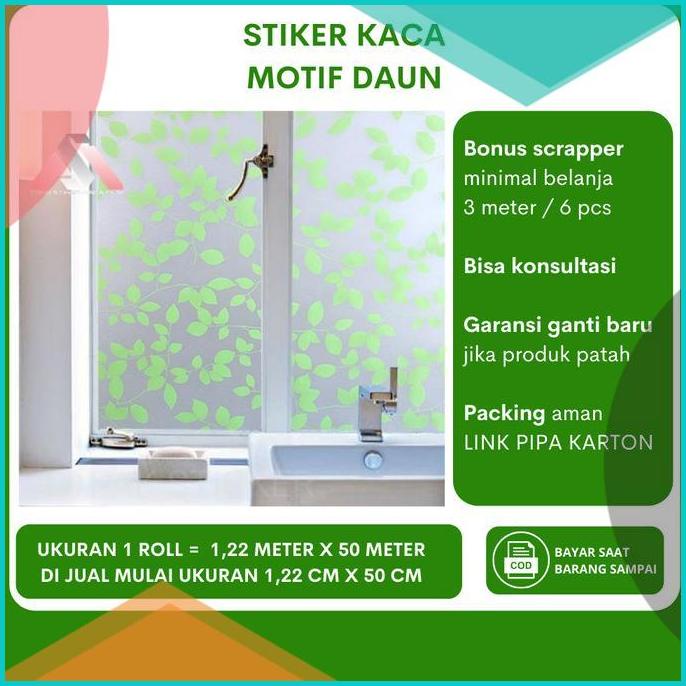 Sticker Stiker Kaca Film Motif Daun Jendela Cermin kacafilm Wallpaper