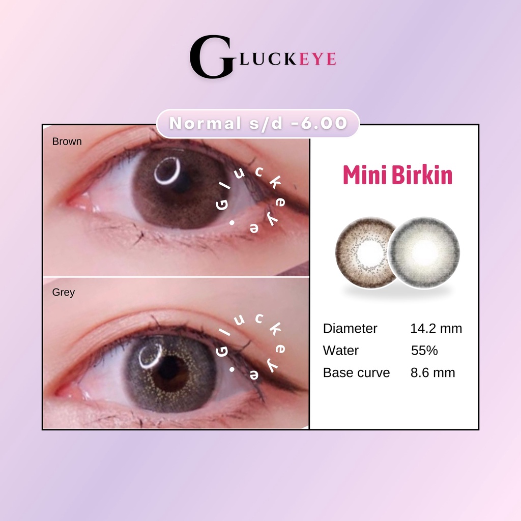 GLUCK SOFTLENS MINI BIRKIN BROWN GREY KITTYKAWAII | SOFTLENS NORMAL MINUS