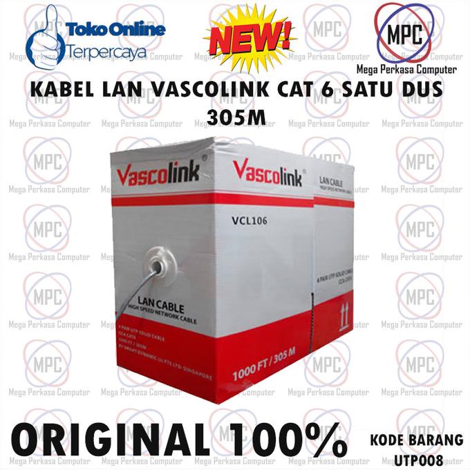 Kabel Lan Utp Cat 6 Cat6 Vascolink 1 Dus 305M Original
