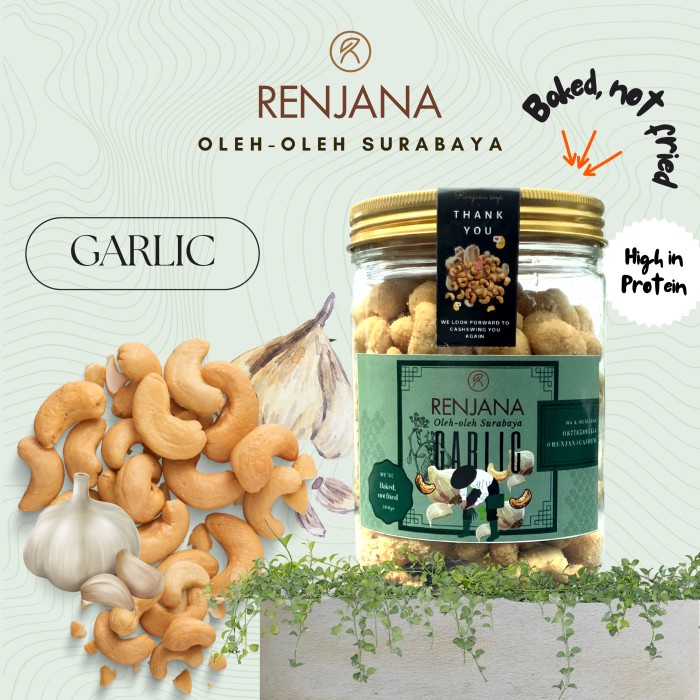 

Kacang - Renjana Coated Cashew - Kacang Mente Mete Mede Original Garlic