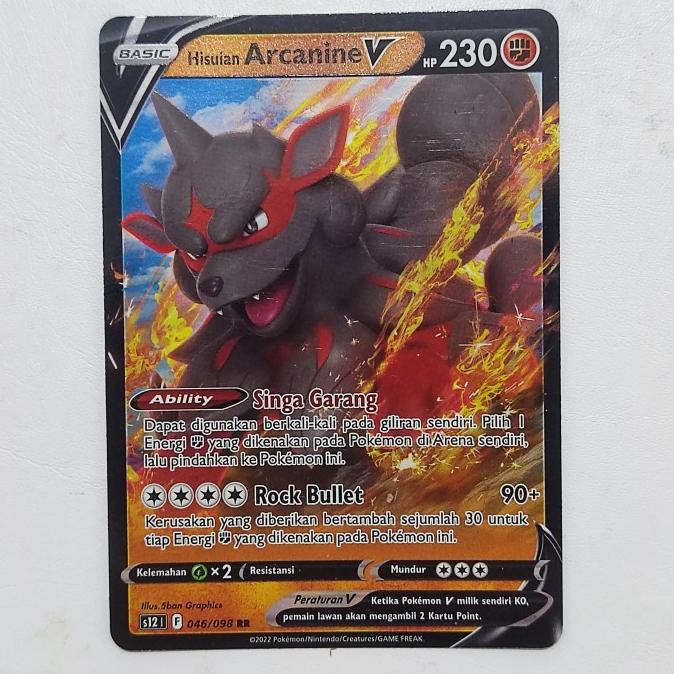Hisuian Arcanine V RR 046/098 S12 - Kartu Pokemon Indonesia