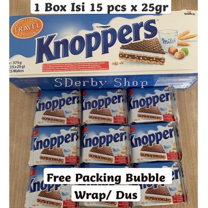 

Biskuit Wafer - Storck Knoppers Hazelnut Milk Wafer Biscuit Coklat German Isi 15