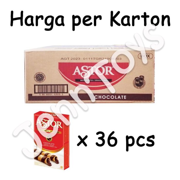 

Biskuit Wafer - Jenntoys - Makanan Wafer Coklat Biskuit Mayora Astor 40Gr Karton