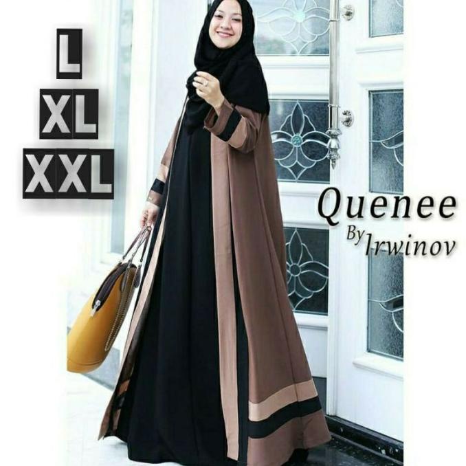 GAVELLE - Gamis Syar i Set khimar Polos Hitam Terbaru 2021 Murah Jumbo