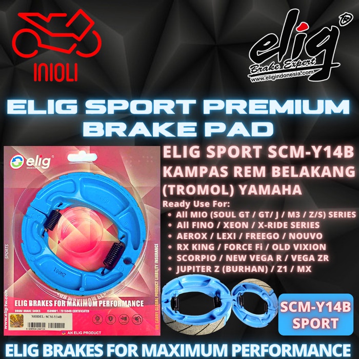 KAMPAS REM BELAKANG TROMOL ELIG SPORT SCM Y14B AEROX LEXI MIO FREEGO