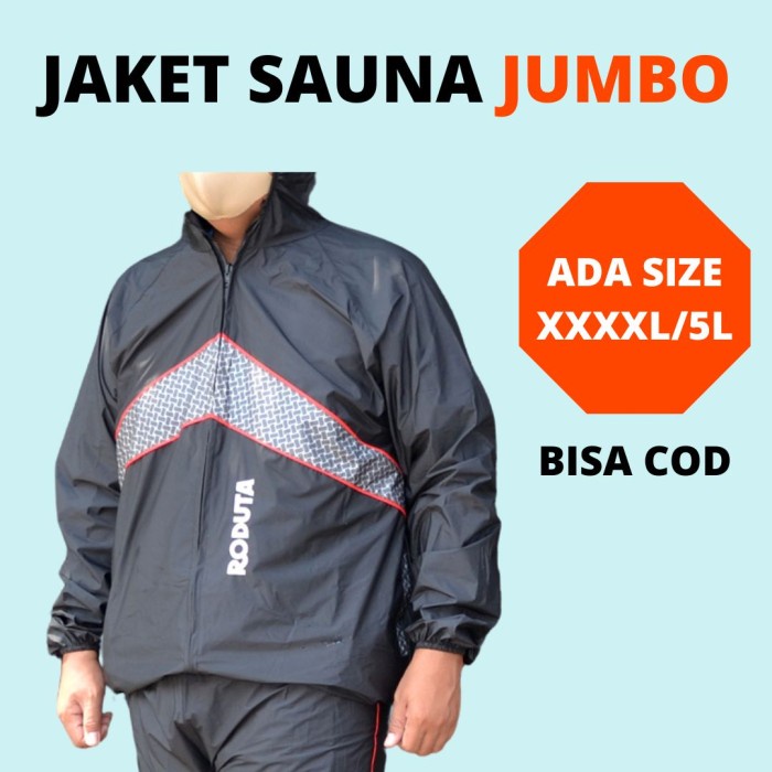 Baju Sauna Jumbo / Sauna Suit / Roduta Jogging Hitam -Jaket Saja
