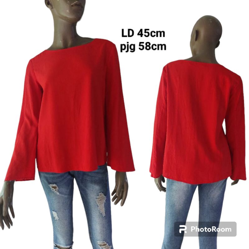 preloved branded original UNIQLO red blouse katun