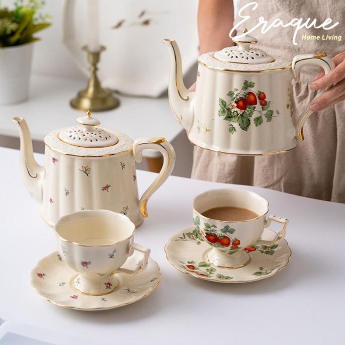 LOURDES TEA POT SET TEKO CANGKIR GELAS MINUM TEH KOPI KERAMIK EROPA CA HERNANDUSANDRE