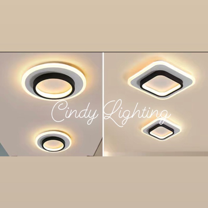 Lampu plafon led tanam modern minimalis 3 warna nordic teras black Murah
