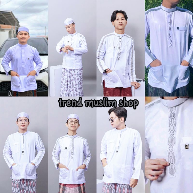 BAJU KOKO SAUDI AR RIZKY /KAFABIHI PUTIH POLOS BORDIR / KOKO BORDIR PUTIH / KOKO PUTIH MODEREN