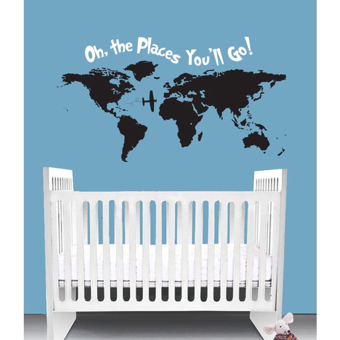 Emmir Wall Sticker Stiker Dinding Wall Decal Sticker Peta Dunia Map Decal