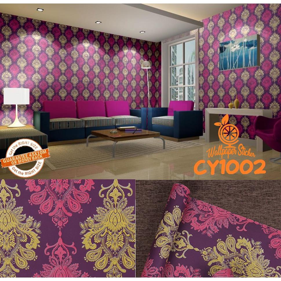 Wallpaper Sticker Murah Ukuran 45Cm X 8meter Motif Batik Bunga CY1002 Wallsticker