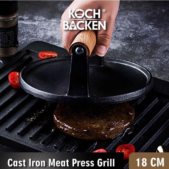 KOCH&BACKEN Cast Iron Meat Press Grill Alat Cetak Daging Burger