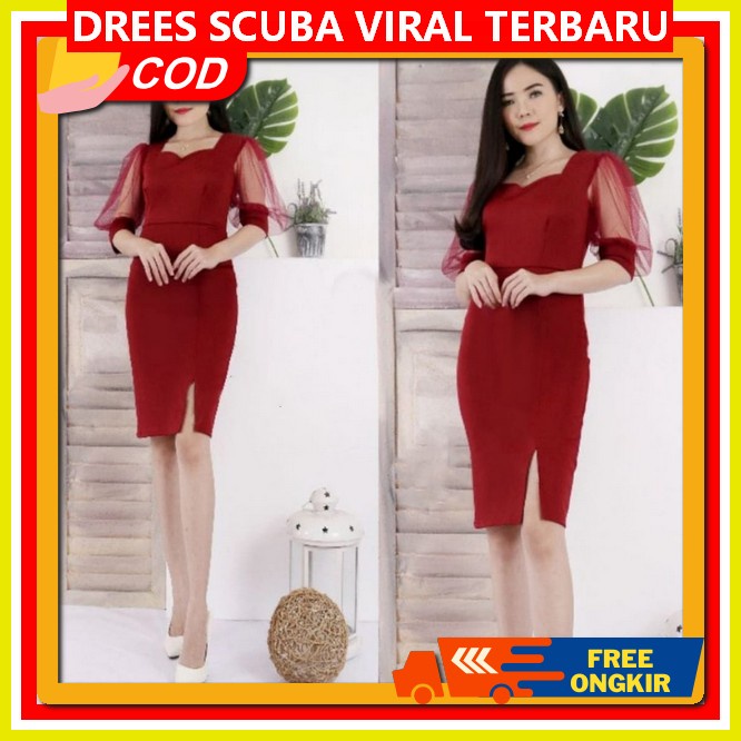 Dres Scuba Terbaru Drees Scuba Import Terbaru Dtess Skuba Reamja Dewasa Deess Hitam Dress Natal Kore