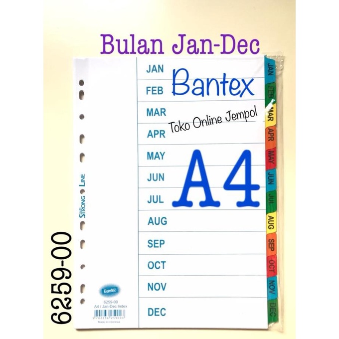 

A4 Bulan Jan-Dec 6259-00 File Divider Bantex Pembatas ATK1181BX