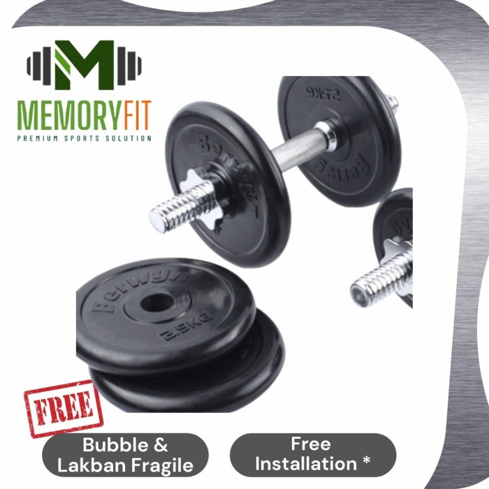 Berwyn Dumbbell / Dumbell / Barbell 20 Kg Set Karet (Gojek Grab)