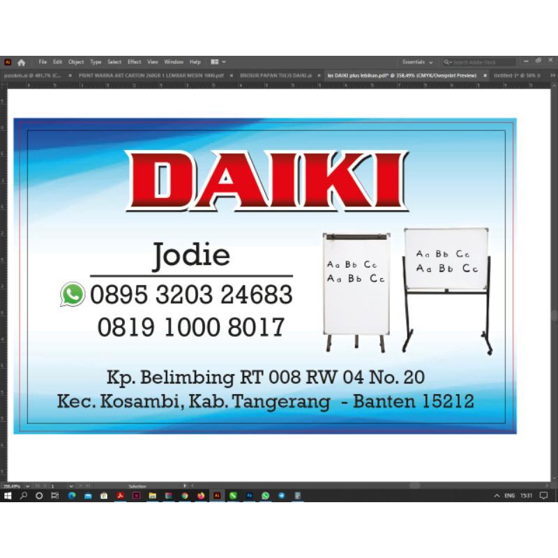 

Papan Tulis / Whiteboard Magnetic Daiki Uk 30X45 Cm