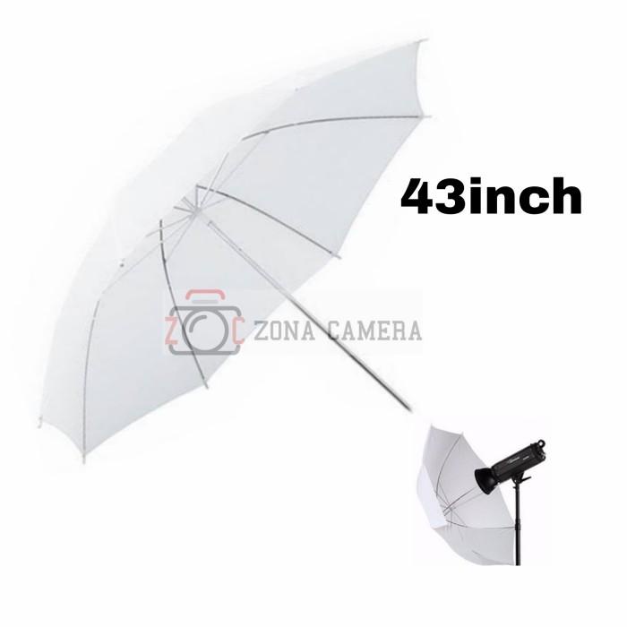 Payung Putih Studio 43 Inch Flash Lighting Lampu Umbrella Besar White