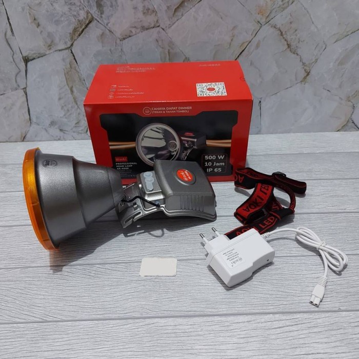 Promo Senter Kepala Jumbo Led 500W Cahaya Kuning Putih Aoki Ak H500
