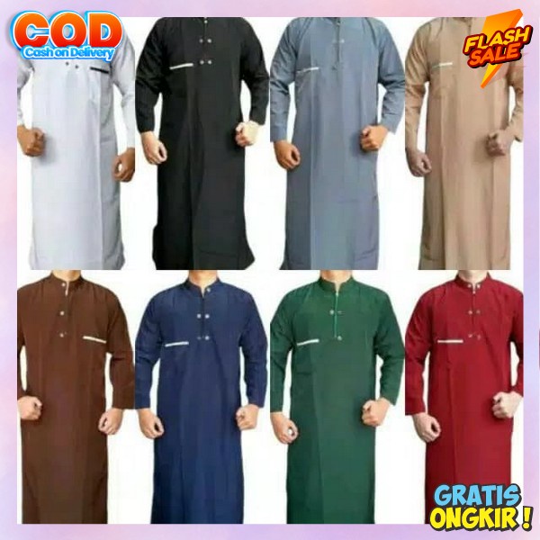 Baju Muslim Sholat Jumat Gamis Pria Dewasa Jubah Games Pris Saudi Model Kekinian Juba Arab Bahan Ade