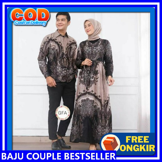 Gamis Couple Suami Istri 2024 Satu Set Gais Lebaran Pasangan Lengan Panjang Simple Murah Sarimbit Te