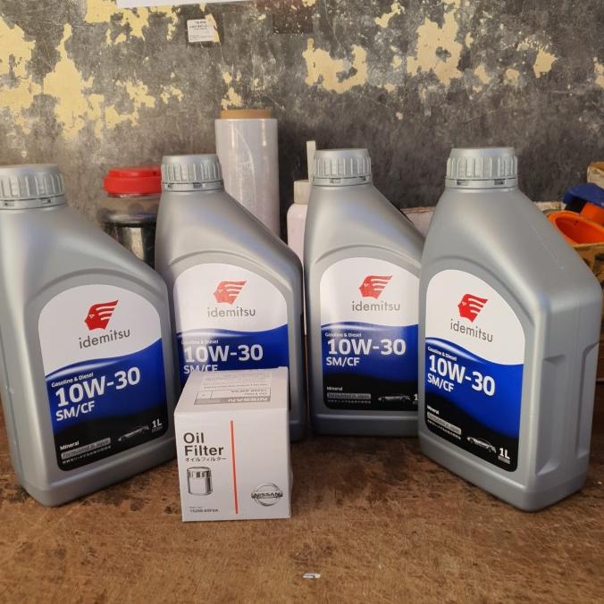 Paket Oli 4 liter + filter oli Asli Original Nissan 10w 30