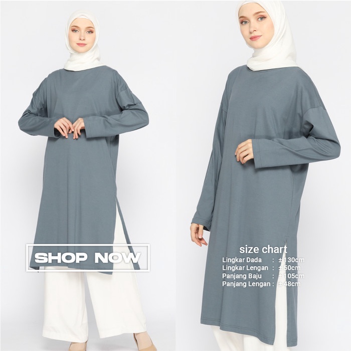Tunik Kaos Polos Oversize Wanita Tunik Basic Oversized Hijab Friendly