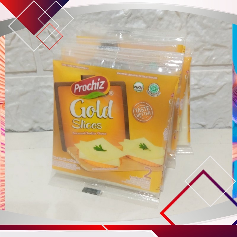 

Prochiz Gold Slices Keju Isi 2 Lembar Renceng 8pcs x 26gr .