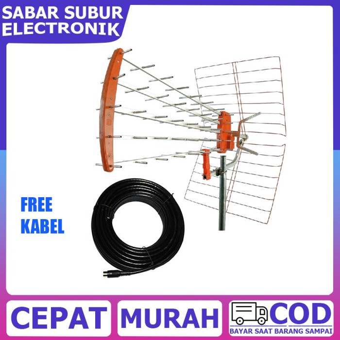 ANTENA LUAR UHF VHF PF 5000 GOCENG MANDRA + KABEL ANTENA 18 METER