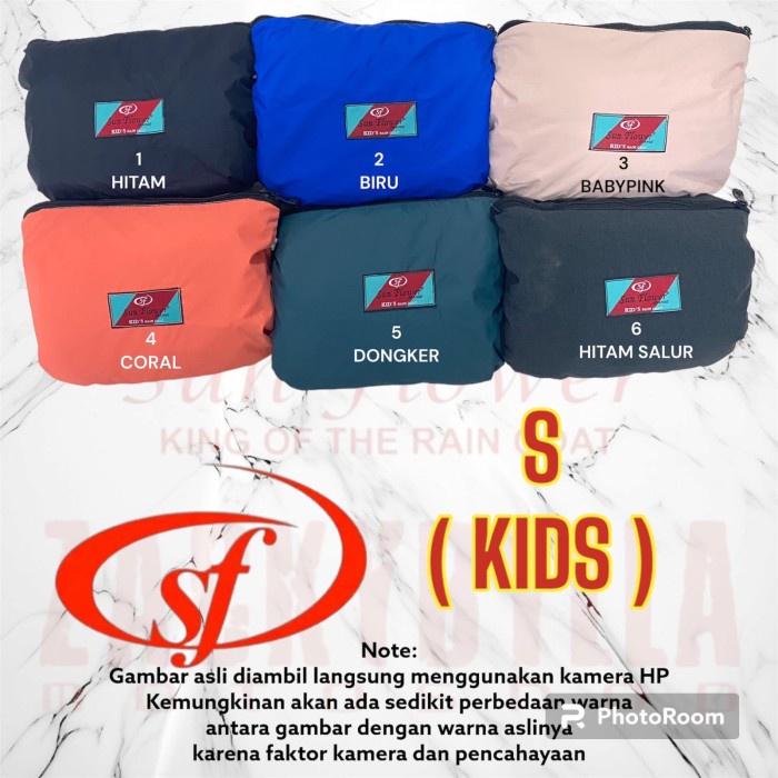 Jas Hujan Sunflower Size S Kids Raincoat Ukuran Anak