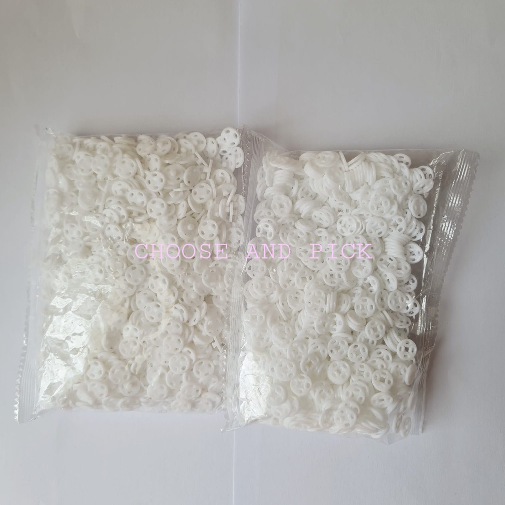 Kancing Jepret 10Mm Putih / Kancing Jepret Warna Putih Plastik Isi 1000Pcs / Kancing Jepret Plastik
