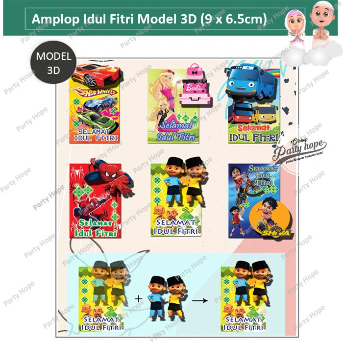 

Amplop lebaran idul fitri 3D / angpao idul fitri / amplop karakter 3D