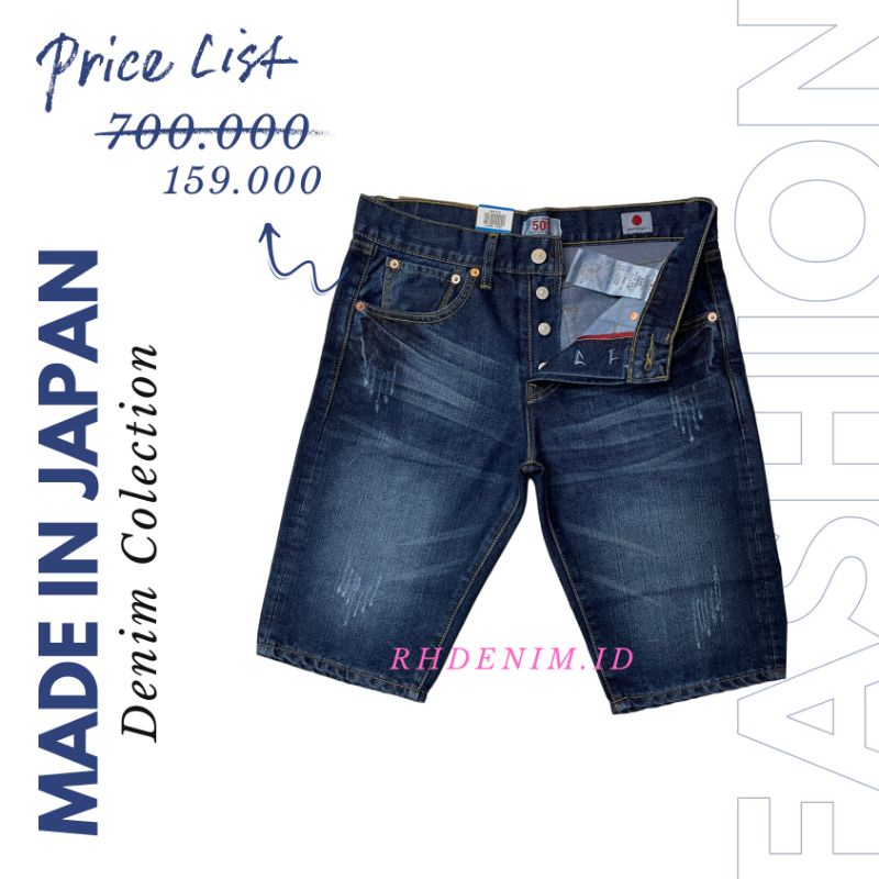 Celana Pendek Pria, Celana Jeans, Denim 501 Made in Japan