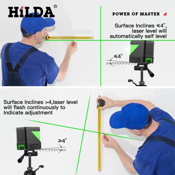 Hilda Laser Level Meter 2-Lines Cross Green Level Laser