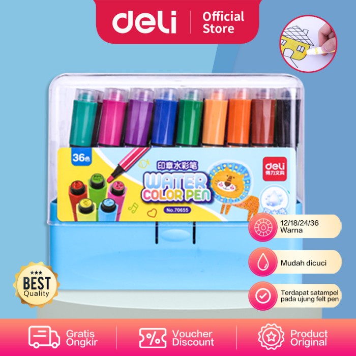 

Deli 70654 Felt Pen With Stamp 24 Colors