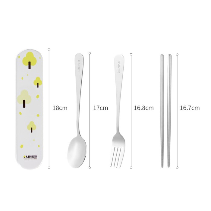 Terbaru Miniso Sendok Garpu Sumpit Set Alat Peralatan Makan Stainless Steel