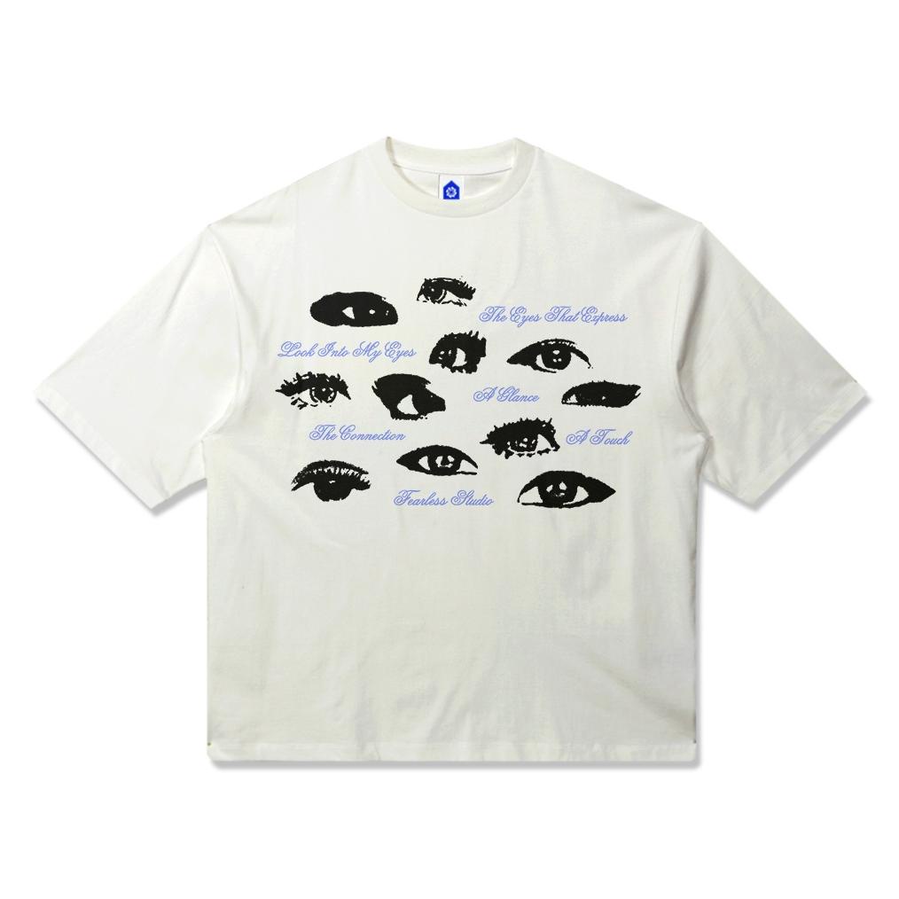 Fearless Studio Boxy Tshirt Oversized  - Eyes White Kaos Boxy Oversize Putih