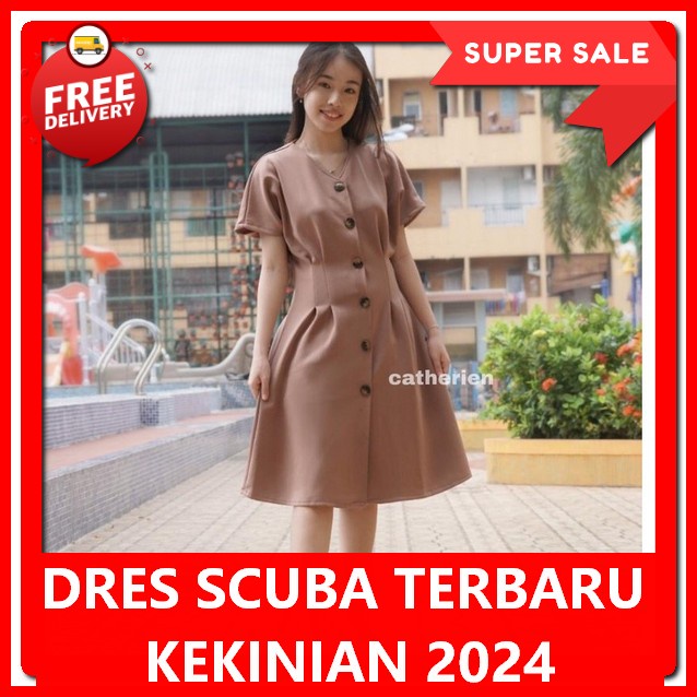 Dress Maroon Korean Style Drees Korea Statyle Remaja Long Dresz Skuba Kekinian Dress Korean Style Sc