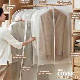Cover Baju Resleting Cover Pakaian Jas Gaun Gantungan Cover Baju PEVA/ Sarung Baju/ Cover Baju Gantu